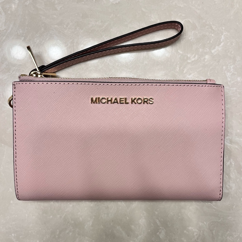 Michael Kors Double Zip Leather Wristlet Wallet